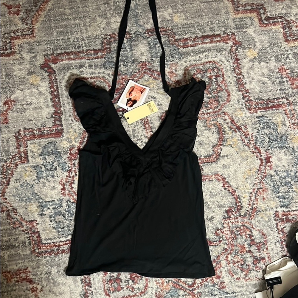 NWT…Nation LTD Black Ruffled Tank Top